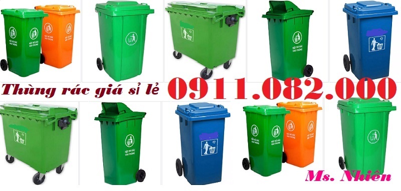 Chuyên bán thùng rác nhựa giá rẻ- thùng rác 120 lít 240 lít 660 lít xanh cam vàng lh 0911082000