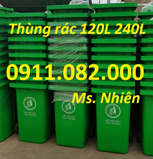  Thùng rác đựng rác thải thông thường- thùng rác 120l 240L 660L màu xanh giá rẻ- lh 0911082000